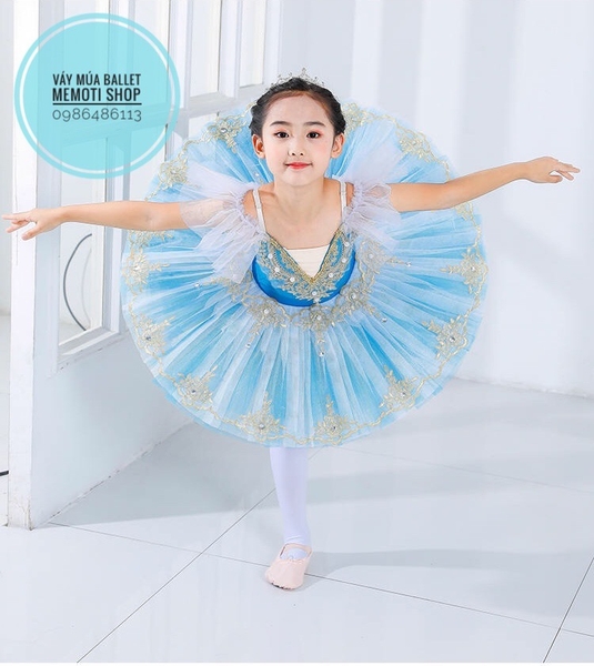 Set váy múa biểu diễn kèm quần tất, vương miện, hoa tay