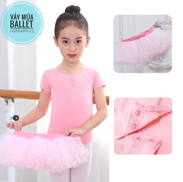 Set áo váy múa basic tay ngắn (hồng, tím, xanh)