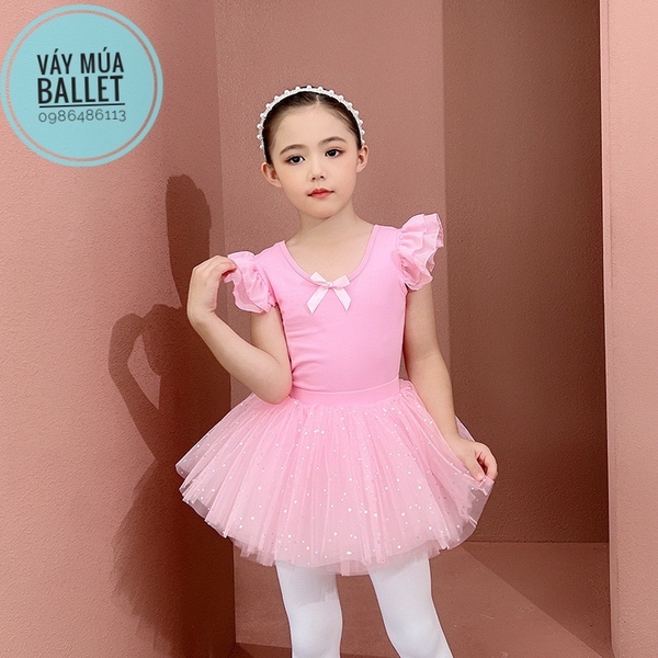 Set áo váy múa tiên nơ sao (tím, hồng, trắng)