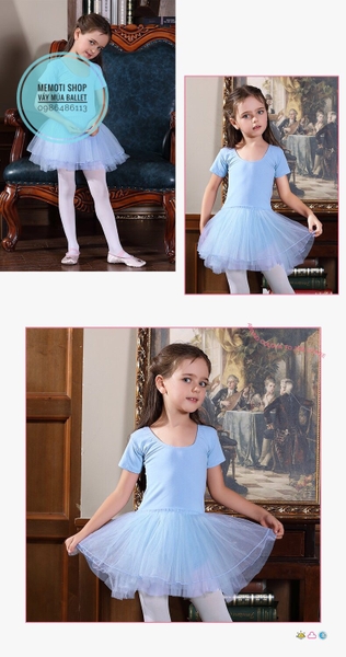 Váy múa ballet ngắn tay (hồng, tím, trắng, đậm)