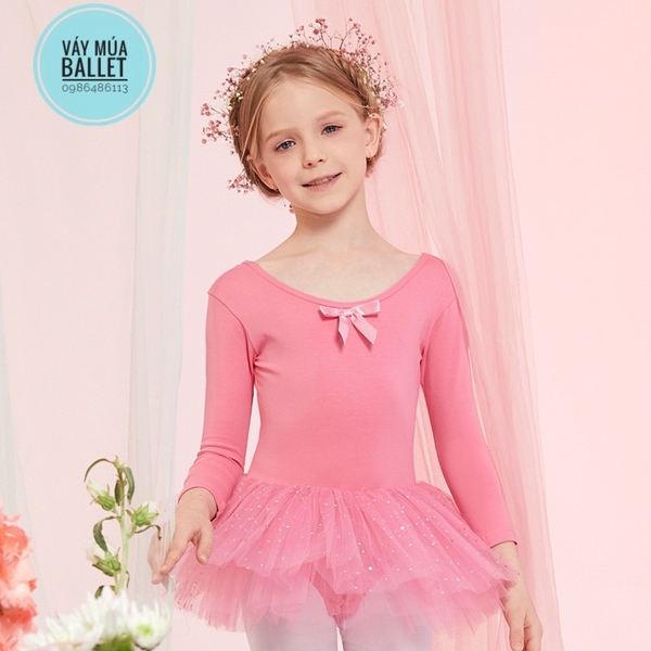 Váy múa đan lưng sao dài E (hồng, nâu, đỏ)