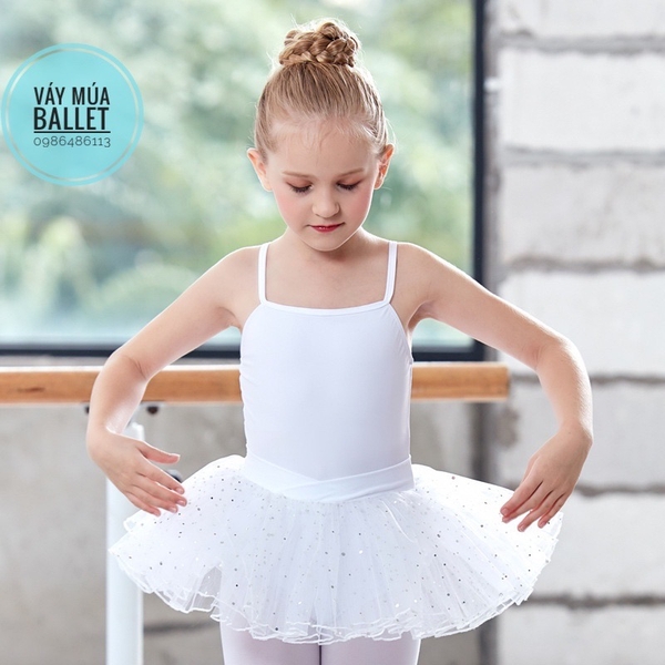 Váy múa 2 dây sao lấp lánh (đen, tím, hồng)