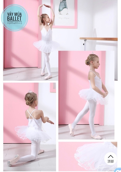 Set áo váy múa thun dây chéo (hồng, xanh, trắng, vàng)