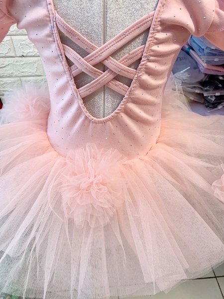 Váy múa cotton đá tiên ngắn voan hoa bồng