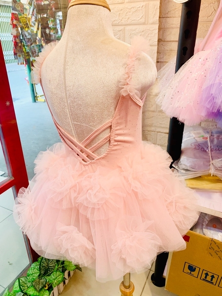 Váy múa cotton đá dây hoa voan mềm