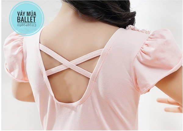 Váy múa hoa cổ ren ngọc (hồng, trắng)