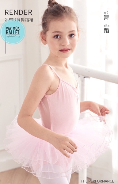 Set áo váy múa 2 dây vạt chéo lưng (tím, xanh, hồng)