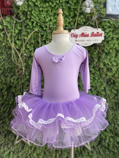Váy múa đan lưng tay lỡ tím