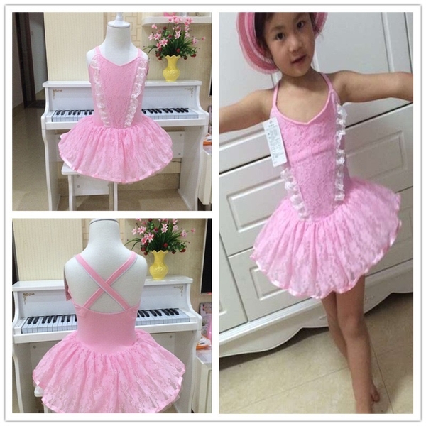 Váy múa 2 dây chéo phối ren mềm mại