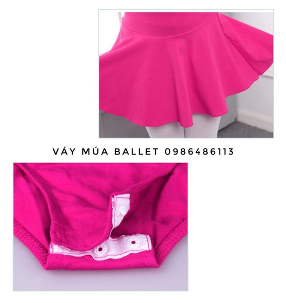 Váy tập múa cotton nơ dài tay 2 màu