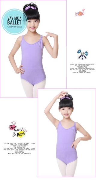 Áo tập múa 2 dây chéo (tím, xanh, hồng, đen)