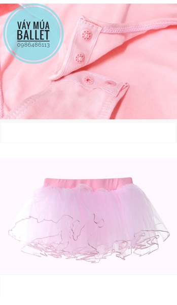 Set áo váy múa basic dài tay (hồng, xanh, tím)