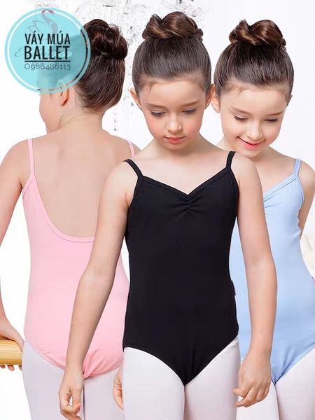 Áo tập múa 2 dây khoét lưng (đen, hồng, xanh)