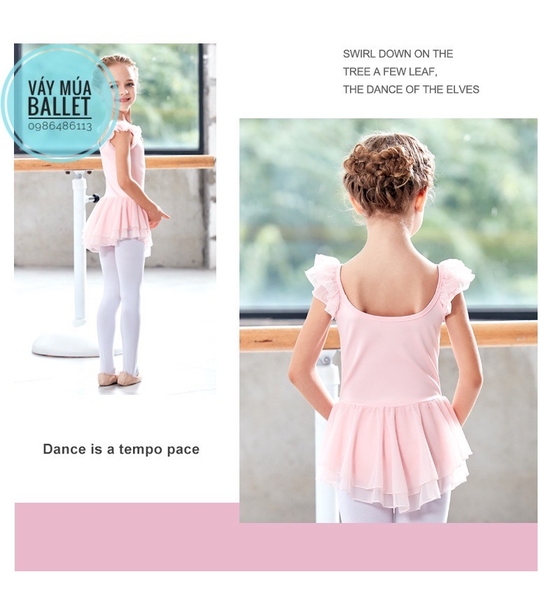Váy tập múa tiên voan 2 tầng (hồng, xanh, tím, đen)