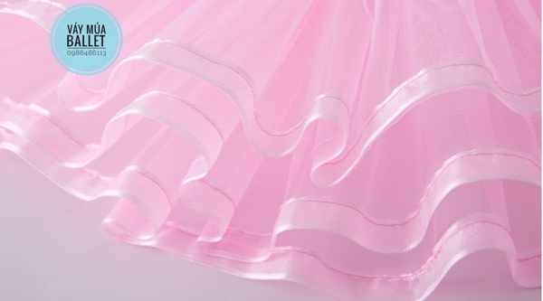 Váy múa nơ lưng viền dài tay (tím, hồng, xanh)