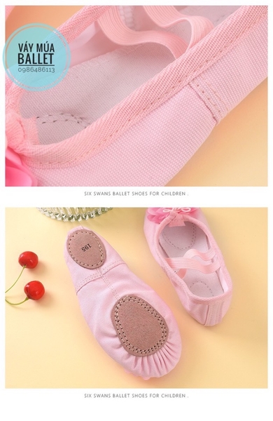 Giày vải múa hoa to (hồng, kem)
