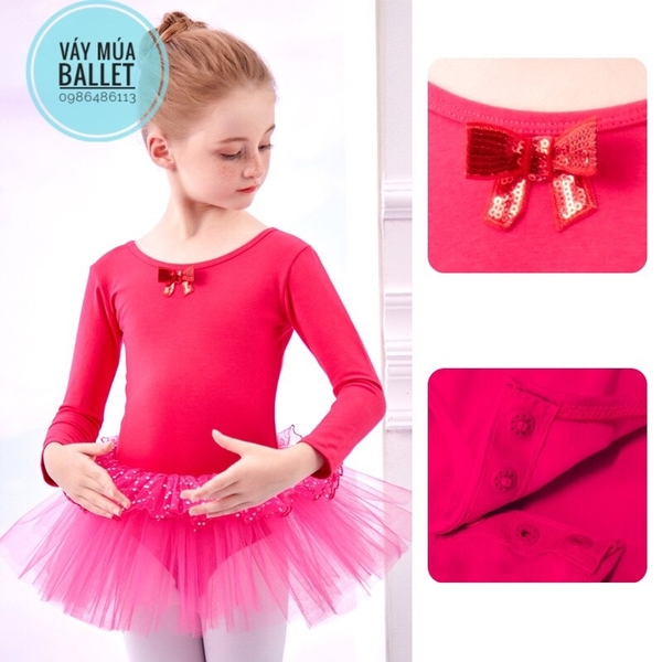 Váy múa nơ bèo lấp lánh dài (nhiều màu)