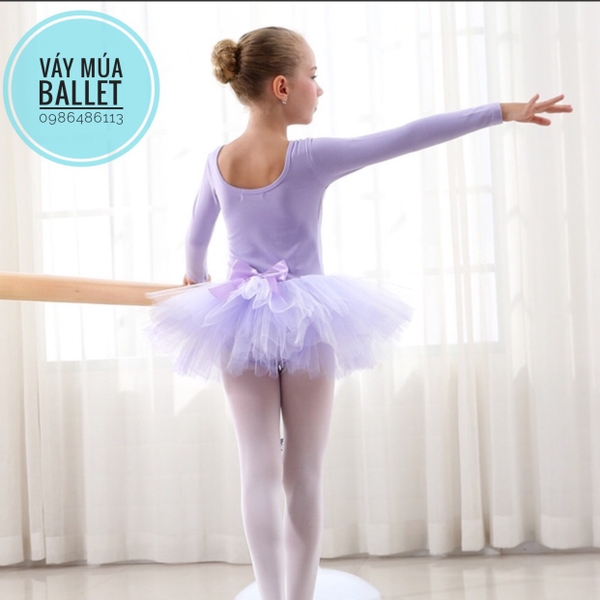 Váy múa ren ngực nơ dài tay
