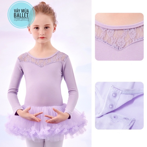 Váy múa phối ren tutu dài (hồng đỏ, hồng cam)