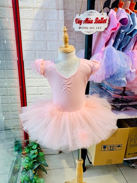 Váy múa cotton đá tiên voan hoa bồng