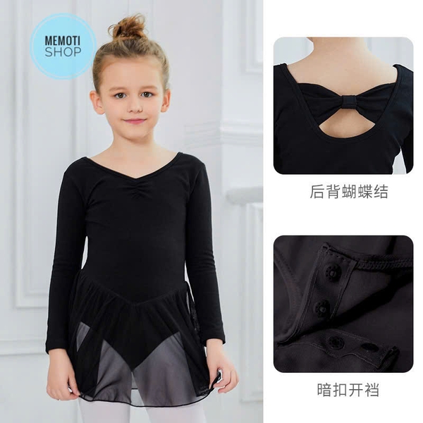 Váy tập múa voan dài tay hồng phấn