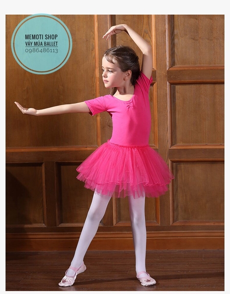 Váy múa ballet ngắn tay (hồng, tím, trắng, đậm)