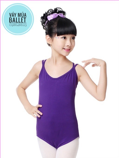 Áo tập múa 2 dây chéo (tím, xanh, hồng, đen)