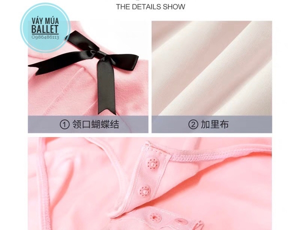 Áo tập múa gân nơ tay ngắn (hồng, xanh, đen, tím)