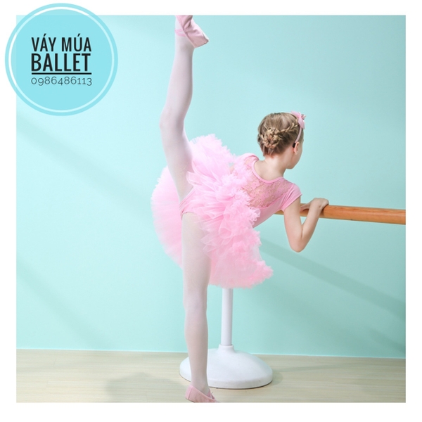 Váy múa voan mềm phối ren ba lỗ