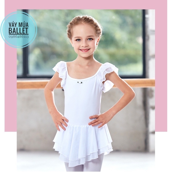 Váy tập múa tiên voan 2 tầng (hồng, xanh, tím, đen)