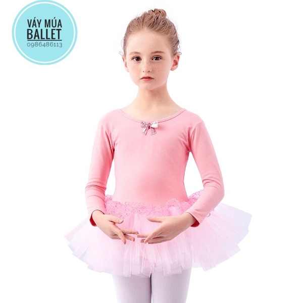 Váy múa nơ bèo lấp lánh dài (nhiều màu)