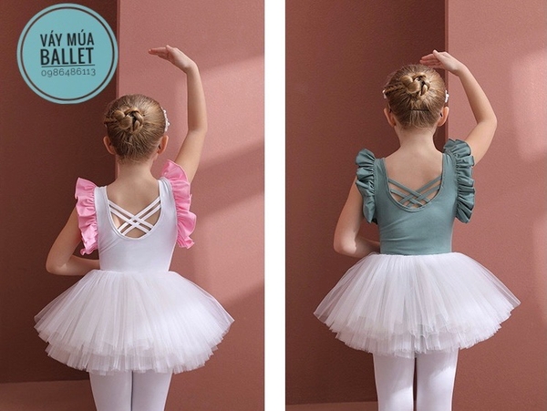 Set áo váy múa bèo vai đan lưng (nhiều màu)