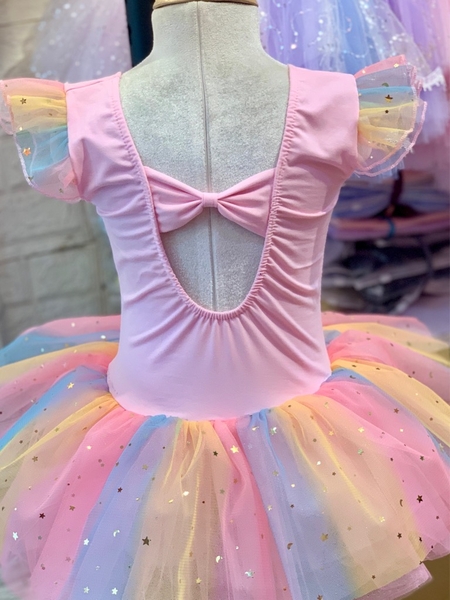 Váy múa girl tiên cầu vồng hồng