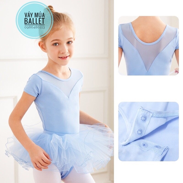 Set áo váy múa V lưng dài tay (xanh, hồng)