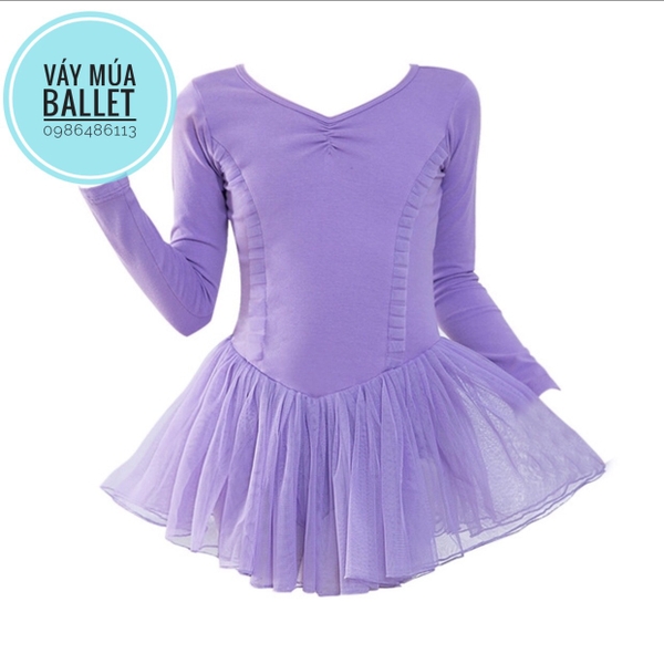 Váy múa nơ lưng voan lụa mềm dài tay