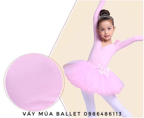 Set áo váy múa nơ dài tay