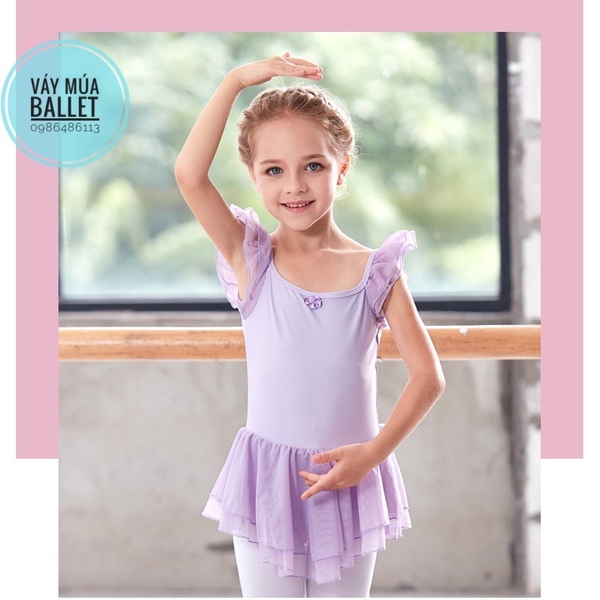Váy tập múa tiên voan 2 tầng (hồng, xanh, tím, đen)