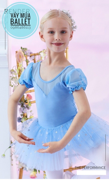 Váy múa phối ren sao tay bồng