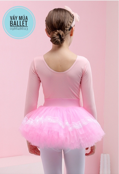 Váy múa viền ren dài tay