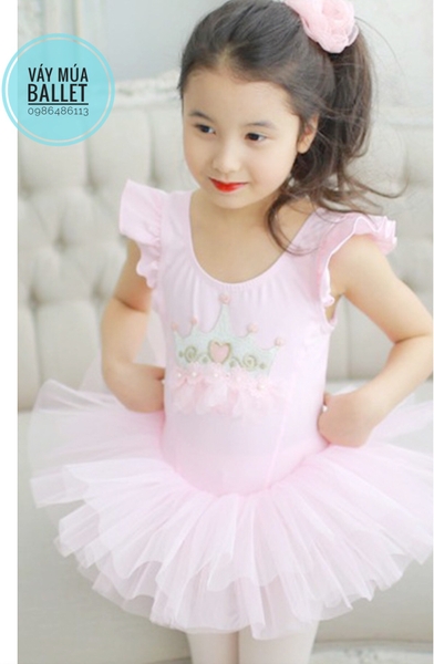 Váy múa vương miện hồng phấn