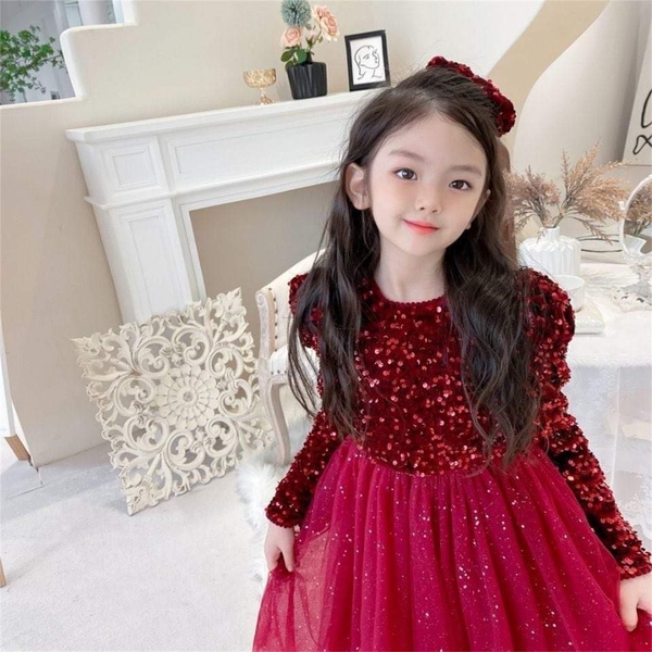 Váy công chúa Sequin kèm nơ lấp lánh