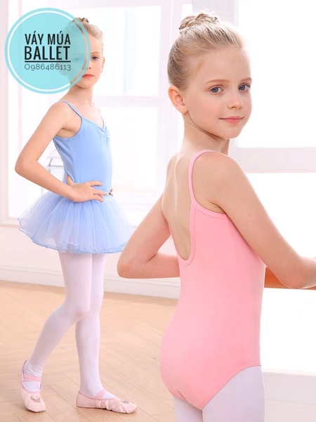 Áo tập múa 2 dây khoét lưng (đen, hồng, xanh)