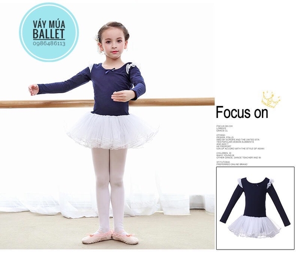 Váy múa tiên dài tay màu hồng, xanh coban, vàng, hồng đậm