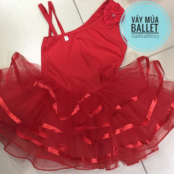 Váy múa lệch vai đỏ