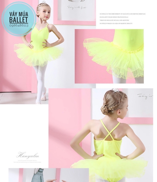 Set áo váy múa thun dây chéo (hồng, xanh, trắng, vàng)