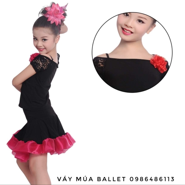 Bộ váy khiêu vũ latin hoa hồng