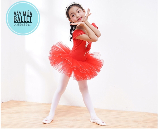 Váy múa cô gái Ballerina 3 màu: đỏ, xanh, hồng
