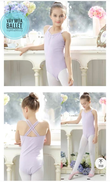 Áo tập múa dây kép đan lưng (tím, xanh, hồng, đen)