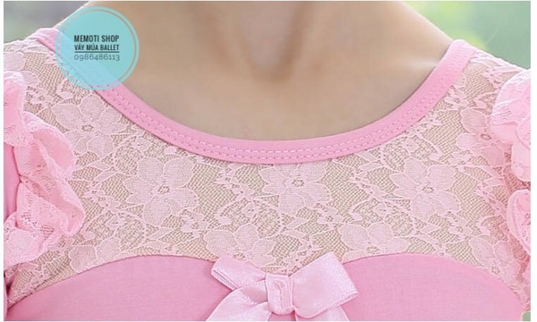 Set váy múa ren nơ dài tay (tím, hồng)