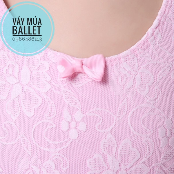 Váy múa phối ren dài tay màu tím, hồng